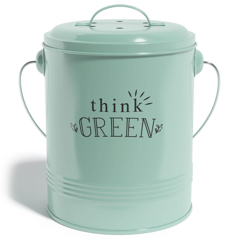 Barnyard Designs Compost Bin for Kitchen Counter - 1.2 Gallon Countertop Composter with Extra Smell-Absorbing Filters and Inner Bucket for Easy Cleaning - Food Waste Bin for Kitchen with Lid (Mint) - Image 1